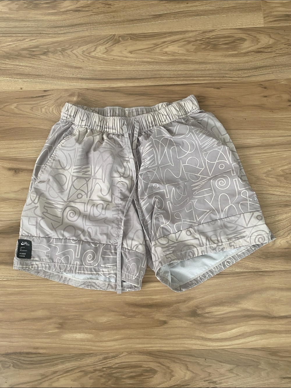 Nike Mens Light Gray Abstract Graphic Yoga Shorts
